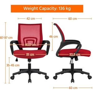 Yaheetech Ergonomic Office Chair Mesh Chair, Red