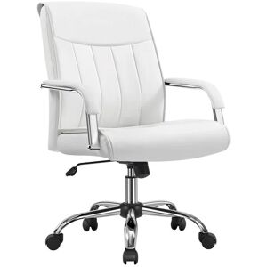 Yaheetech - High Back Office Chair pu Leather Desk Chair, White