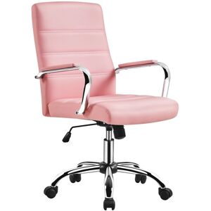 Yaheetech - Mid-Back Office Chair with Arms, Pink