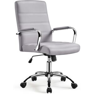 Yaheetech - Mid-Back Office Chair with Arms, Light Gray