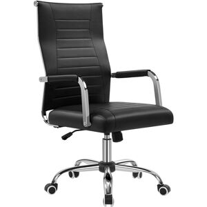 Yaheetech - Modern Faux Leather Office Desk Chair, Black