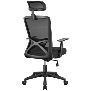 Yaheetech - Mesh Office Chair with Headrest Ergonomic Desk Chair, Black