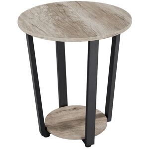 Round Side Table with 2 Storage Shelf for Living Room,50x50x57cm, Gray - gray - Yaheetech