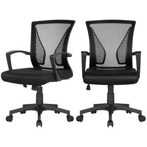 Yaheetech - Set of 2 Mid-back Mesh Office Chair, Black