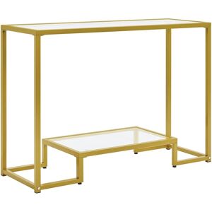Tempered Glass Console Table for Hallway, Gold - Yaheetech