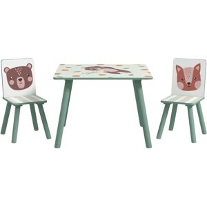 Kids Table and Chairs, Children Desk with 2 Chairs, Green - Green - Zonekiz