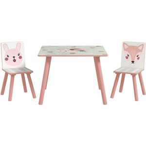 Kids Table and Chairs, Childrens Desk with 2 Chairs, Pink - Pink - Zonekiz