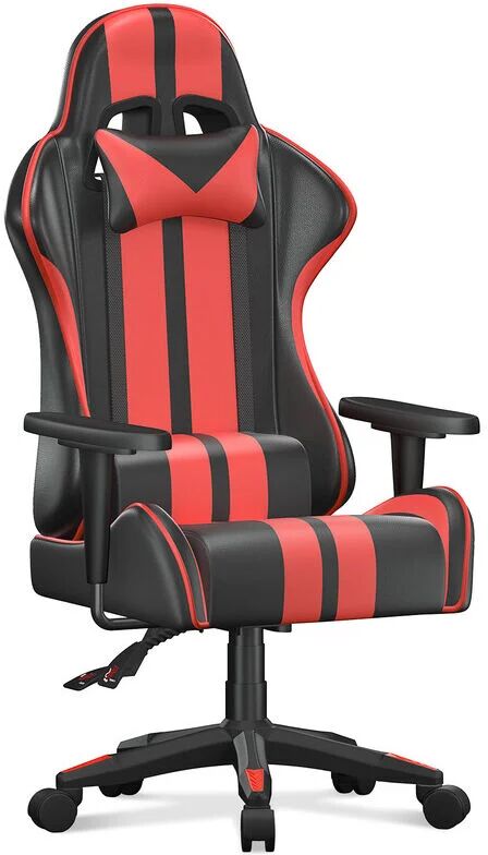 Bigzzia Gaming Chair - High Back Racing Office Computer Chair Ergonomic Video Game Chair with Height Adjustable Headrest and Lumbar Support for