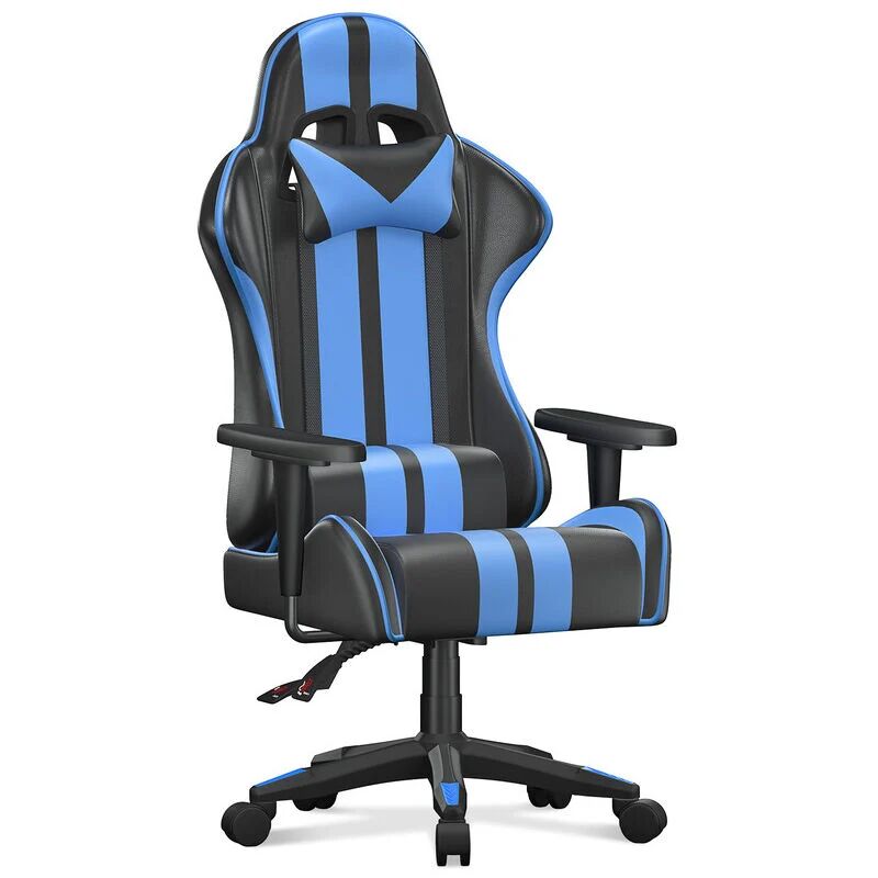 Bigzzia - Gaming Chair - High Back Racing Office Computer Chair Ergonomic Video Game Chair with Height Adjustable Headrest and Lumbar Support for