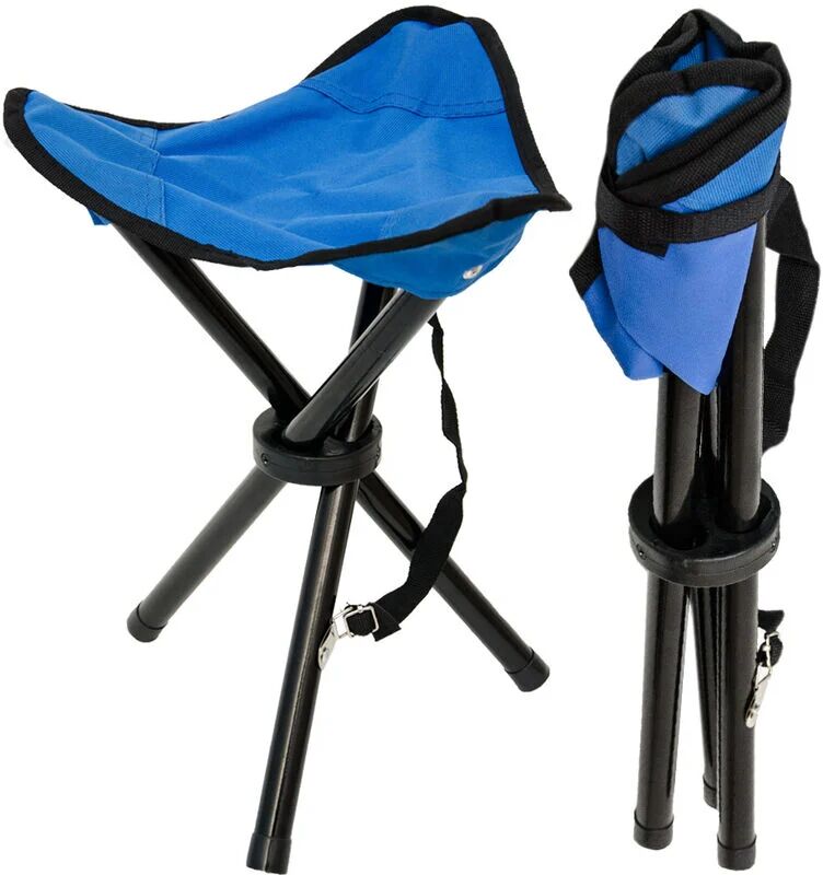 Amanka Folding stool for camping fishing hunting Practical travel tripod chair Portable collapsible stools Light-blue - blau