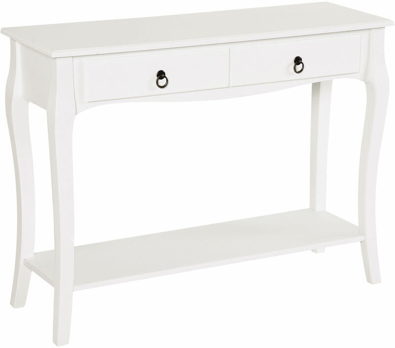 Console Table Sofa Side Desk with Storage Shelves Drawers for Entryway - Ivory White - Homcom