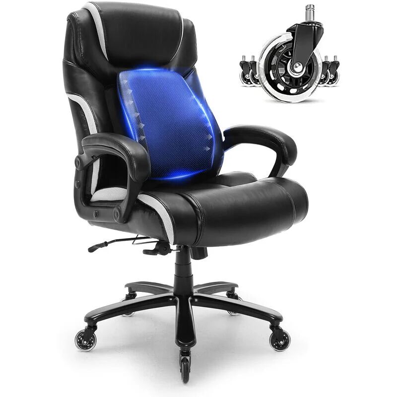 Vevor - Heavy Duty Executive Office Chair with Cutting-edge Adjustable Lumbar Support for Long Hours, Big and Tall 400lbs Office Chair, Wide Thick