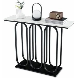 COSTWAY 100cm Modern Console Table Faux Marble Narrow Entryway Hallway Table Accent Desk