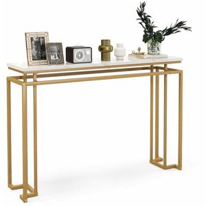 Costway - 120cm Long Narrow Hallway Console Table Modern Entryway Table Faux Marble Table