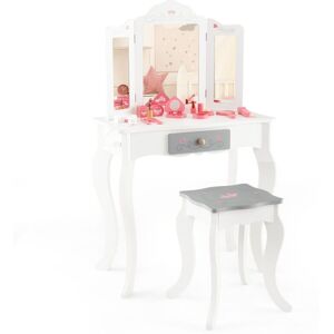 Costway - Kids Vanity Table Set 2 in 1 Toddler Princess Pretend Makeup Dressing Table