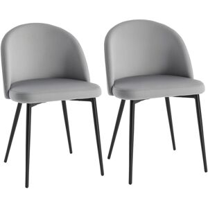Modern Upholstered Fabric Bucket Seat Dining Chairs Set of 2 Grey - Homcom