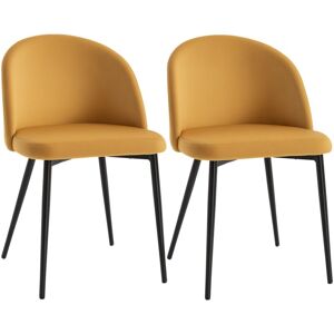 Modern Upholstered Fabric Bucket Seat Dining Chairs Set of 2 Yellow - Homcom