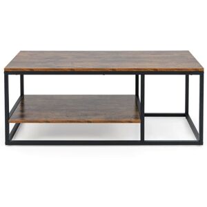 COSTWAY 2-Tier Industrial Coffee Table 105 cm Rectangle Center Table-Brown