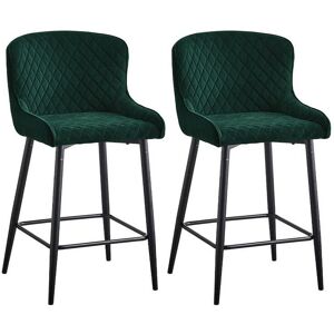 CLIPOP Dining Chair, 2X Velvet Upholstered Kitchen Leisure Chairs Soft Padded Accent Chair,Green