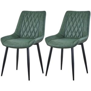 CLIPOP Dining Chairs 2X Occasional Lounge Reception Chair with Metal Legs Faux Leather Kitchen Counter Chairs for Dining Room Office Restaurant Green