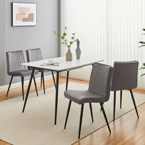 CLIPOP Dining Chairs, Set of 4 Velvet Kitchen Dining Chairs, Upholstered Seat with Black Metal Legs,Grey