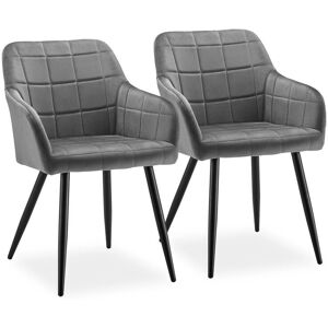 Clipop - Dining Chairs 2X Velvet Upholstered Kitchen Counter Chair, Grey