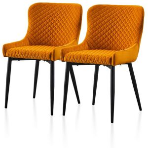 Clipop - Velvet Dining Chairs,2x Upholstered Kitchen Leisure Chairs with Metal Legs Accent Chair, Orange