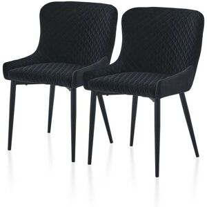 Clipop - Dining Chairs,2x Velvet Upholstered Kitchen Leisure Chairs with Metal Legs Accent Chair, Black