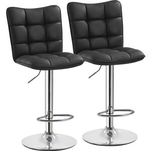 Yaheetech 2pcs Height Adjustable Modern Faux Leather Swivel Bar Stool, Black