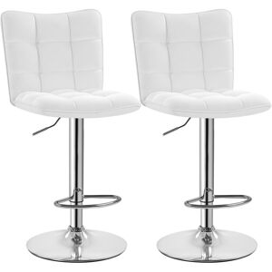 Yaheetech 2pcs Height Adjustable Modern Faux Leather Swivel Bar Stool, White