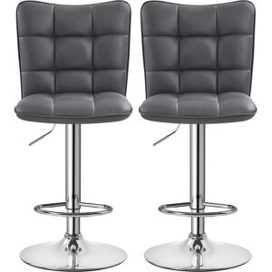 Yaheetech 2pcs Height Adjustable Modern Faux Leather Swivel Bar Stool, Gray