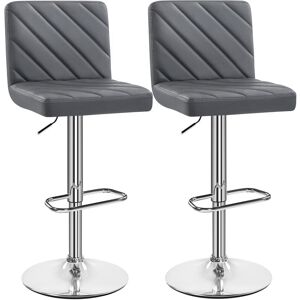 Yaheetech - 2pcs Height Adjustable Modern Faux Leather Swivel Bar Stool, Dining Chair with Backrest/Footrest, Dark Gray