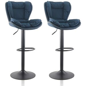 Clipop - Barstools,2x Swivel Barstool, Kitchen Bar stools, pu Leather Breakfast Barstool Set,Blue