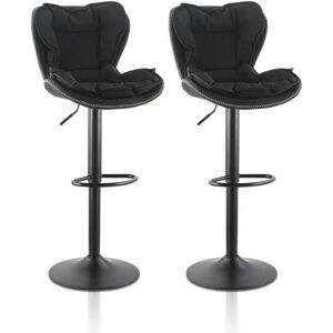 Clipop - Barstools,2x Swivel Barstool, Kitchen Bar stools, pu Leather Breakfast Barstool Set,Black