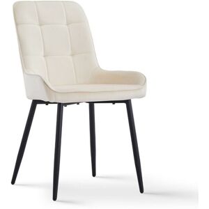 Clipop - Dining Chair 2x Velvet Upholstered Chair Kitchen Chair,Lounge Leisure with Backrest Metal Legs Beige