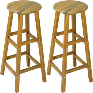 Deuba - casaria® Set of 2 Wooden Bar Stools 75cm Tall Seat Height Indoor Outdoor Kitchen Garden Breakfast Counter Barstools w/Footrest Solid Rustic