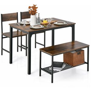 Costway - 4-Piece Dining Table & Chair Set Industrial Gathering Table Kitchen Set