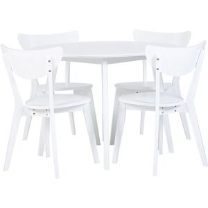 Beliani - Round Table and 4 Chairs Dining Set mdf Top Wooden Legs White Roxby