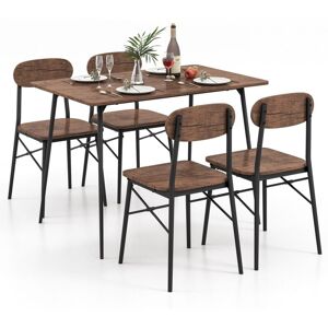 COSTWAY 5 Piece Dining Table Set Rectangular Table & 4 Chairs Kitchen Wooden Furniture