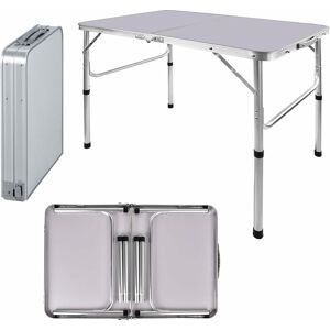 DAYPLUS 90cm x 60cm Folding Camping Picnic Table Adjustable Height 37/67cm Aluminum Frame Heavy Duty 66lbs Capacity, 7.7lb Lightweight Portable Outdoor