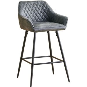 Ainpecca - Set of 1 Barstools Suede Upholstered seat with Backrest & Armrest Black Metal Legs Kitchen Breakfast Bar Stools (Grey Suede ,1 pcs)