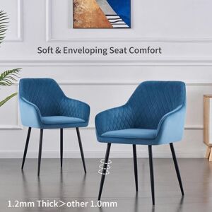 Ainpecca - Set of 2 Velvet Dining Chairs Teal Upholstered Seat with Metal Legs Living Room(Teal,2)