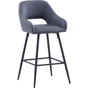 AINPECCA Bar Stools 1X PU Leather Grey Breakfast Dining Bar Stools Fixed Height Bar Chairs with Metal Frame and Footrest for Breakfast Bar, Counter,