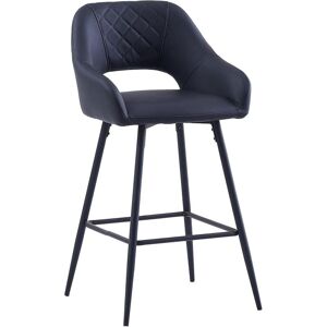AINPECCA Bar Stools 1X PU Leather Black Breakfast Dining Bar Stools Fixed Height Bar Chairs with Metal Frame and Footrest for Breakfast Bar, Counter,