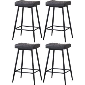 Ainpecca - Bar Stools Set of 4 pu Leather Grey Breakfast Dining Bar Stools Fixed Height Bar Stools Breakfast Bar, Counter, Kitchen and Home