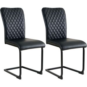 AINPECCA Dining Chairs Set of 2, Modern High Back PU Leather Padded Seat, Sturdy Metal Legs, for Home, Restaurant, Kitchen, and Living Room, Black