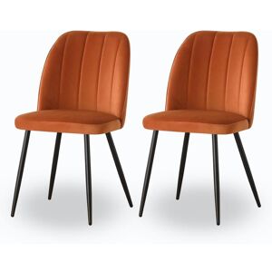 MANOCHOICE Ainpecca - 2X Dining Chairs Padded Seat Metal Leg Kitchen Chair Home Office Room Orange
