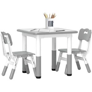 Aiyaplay - 3 Pcs Height Adjustable Kids Table and Chair Set for Playroom Grey