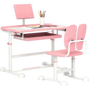 Aiyaplay - Height Adjustable Kids Desk and Chair Set w/ Tilted Desktop, Pink