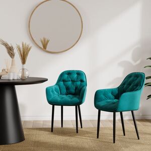 More4homes - anika modern velvet dining chair padded seat metal leg kitchen 6 pcs (Green)